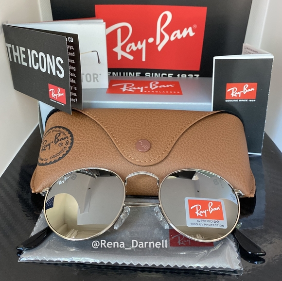 Ray-Ban Round Metal Silver RB3447 Mirror New - Picture 2 of 14